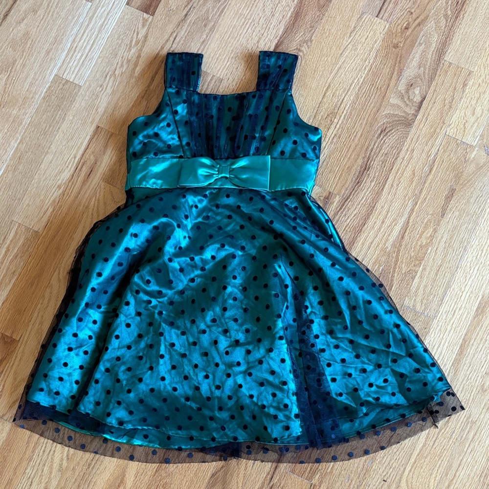 Jona Michelle Teal and Black Polka Dot Formal Dress